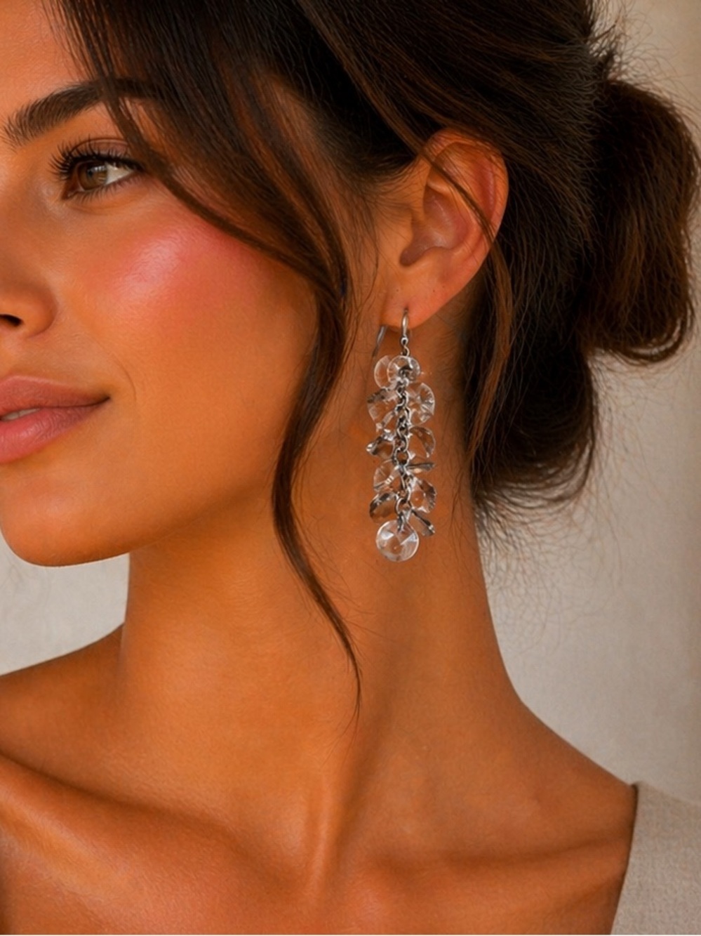 Express Silver Crystal Cascading Drop Earrings